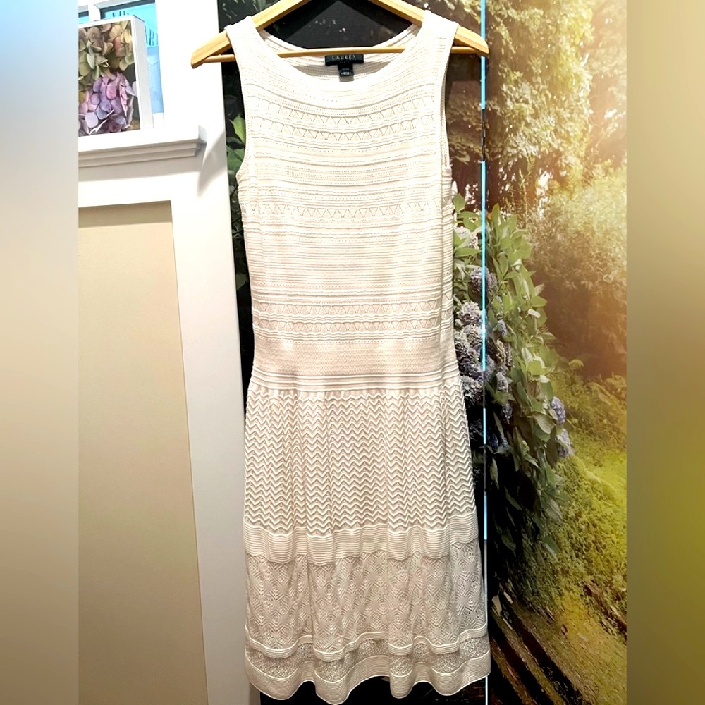 ☀️LAUREN Ralph Lauren Sleeveless Ivory Knit Dress L